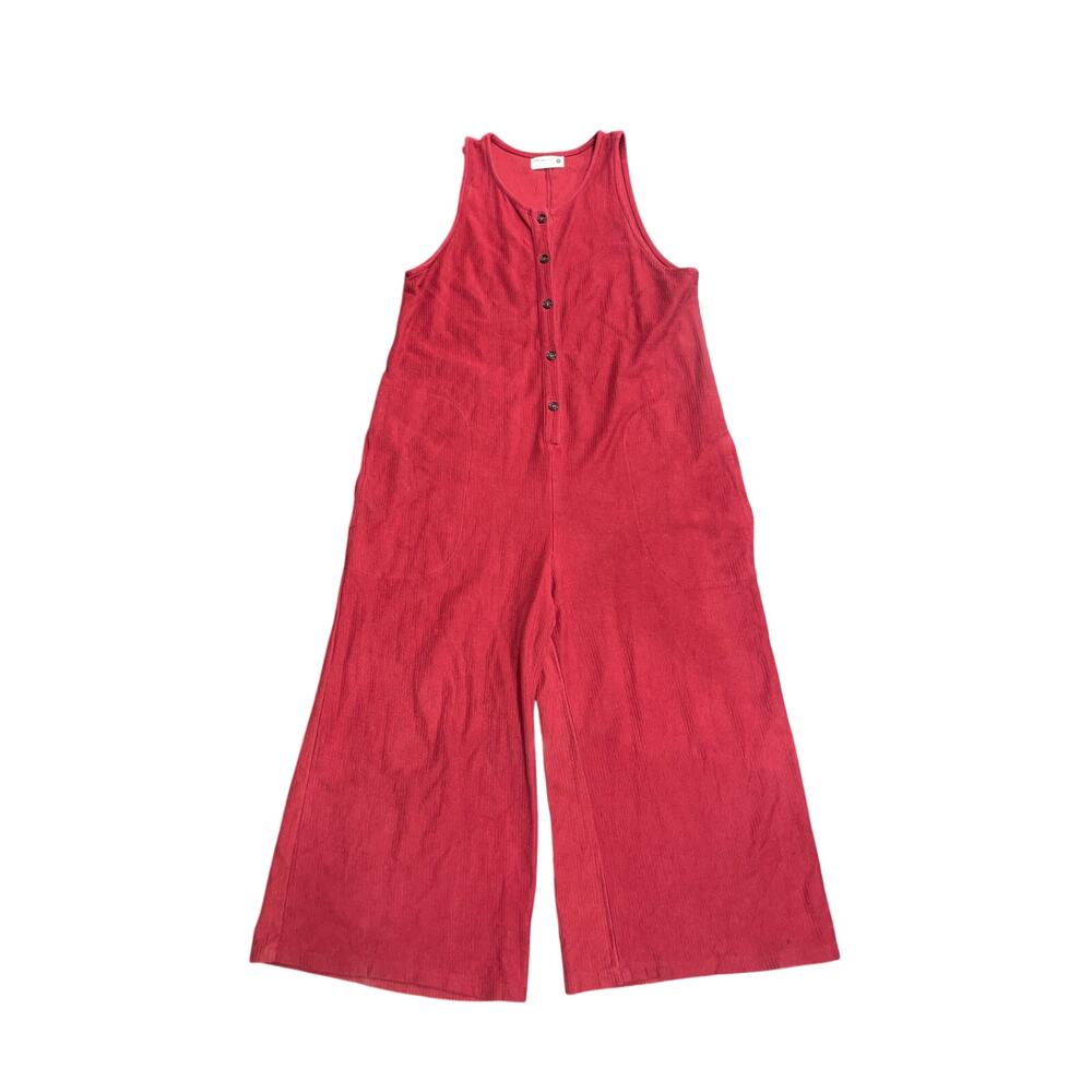 Back Beat Co. Organic Cotton Lounge Corduroy Knit Cropped Jumpsuit XL Overall